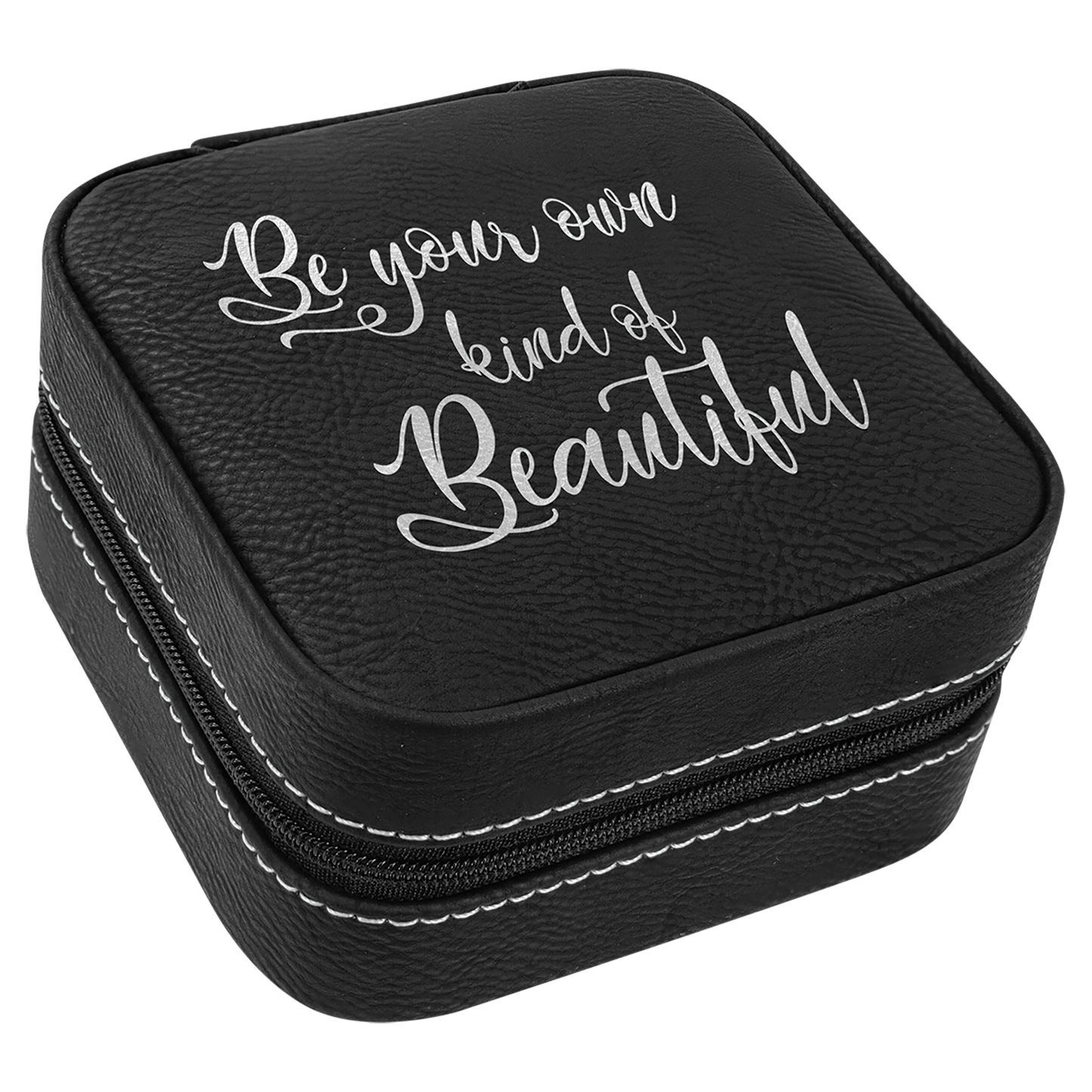 Leatherette Travel Jewelry Box with Tan Lining