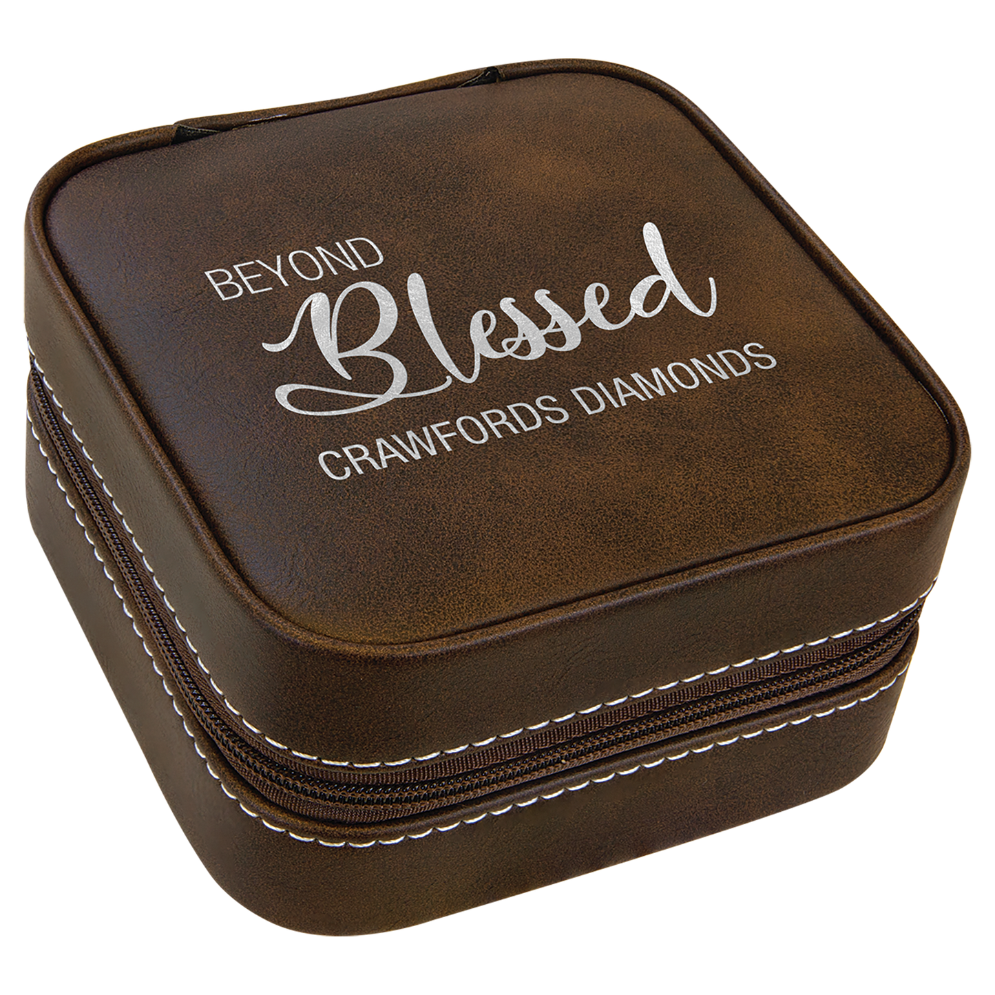 Leatherette Travel Jewelry Box with Tan Lining