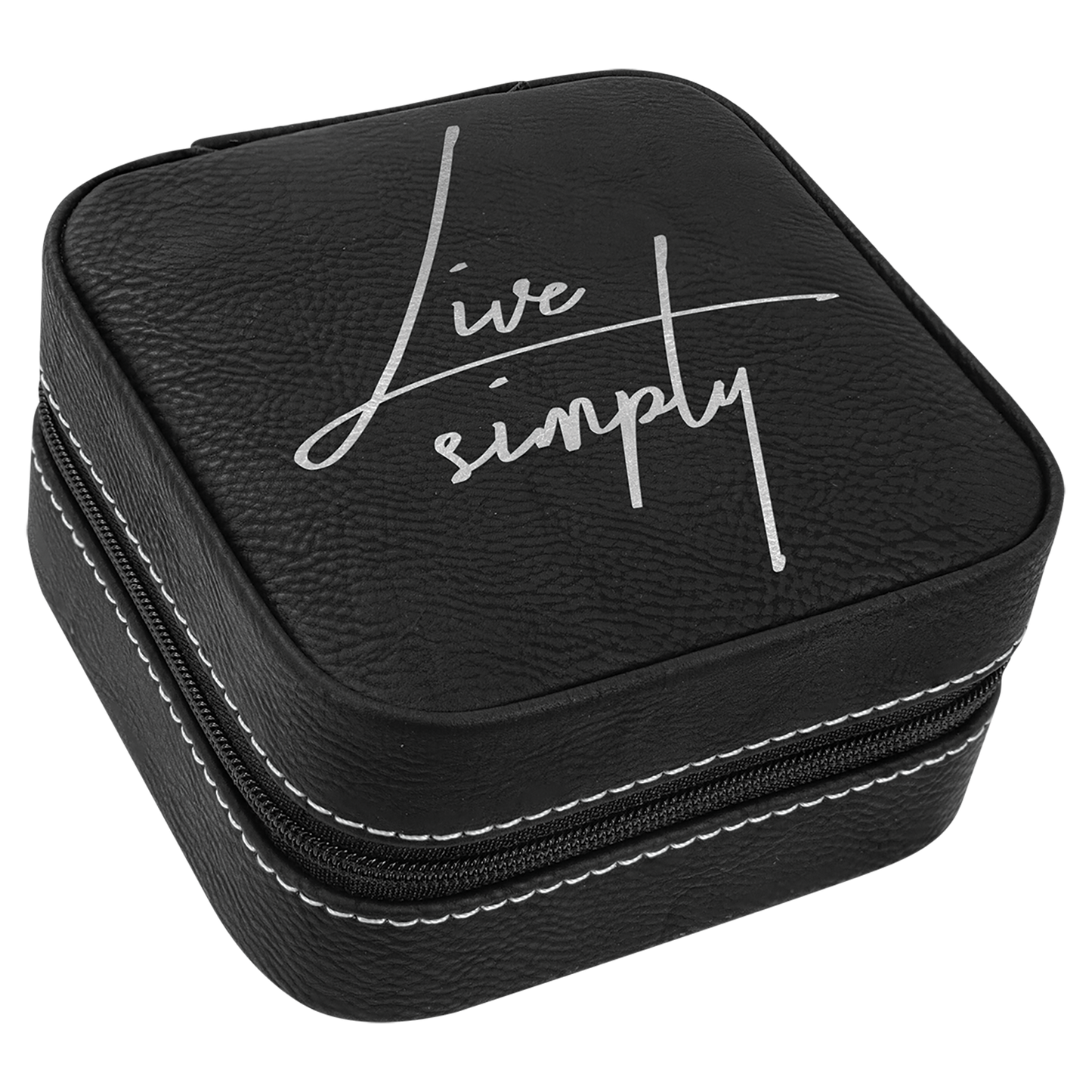 Leatherette Travel Jewelry Box with Black Lining