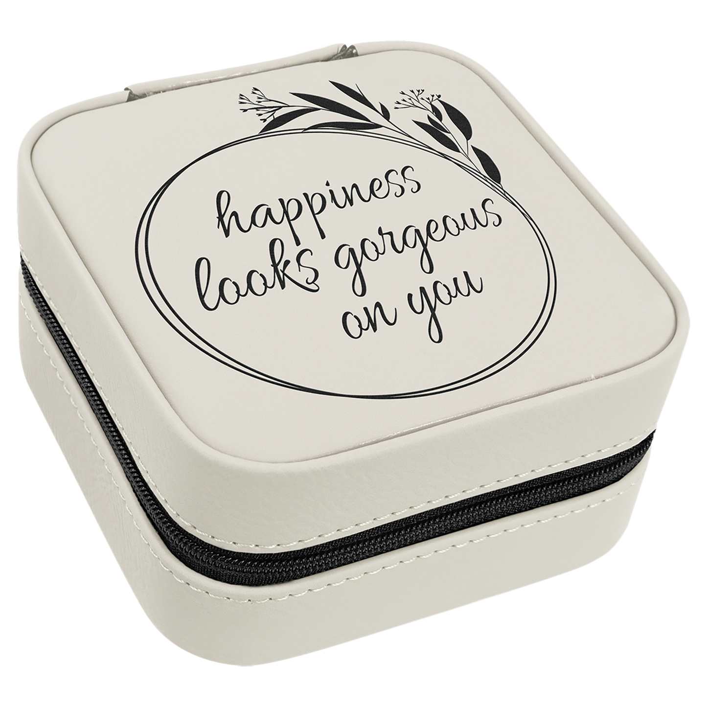 Leatherette Travel Jewelry Box with Black Lining