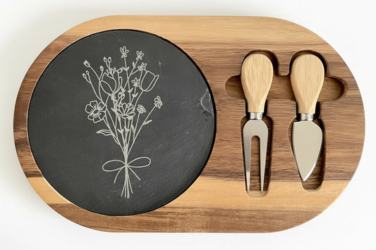 Customized Slate & Acacia Cheese Board